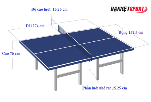 Kích thước bàn đánh bóng bàn